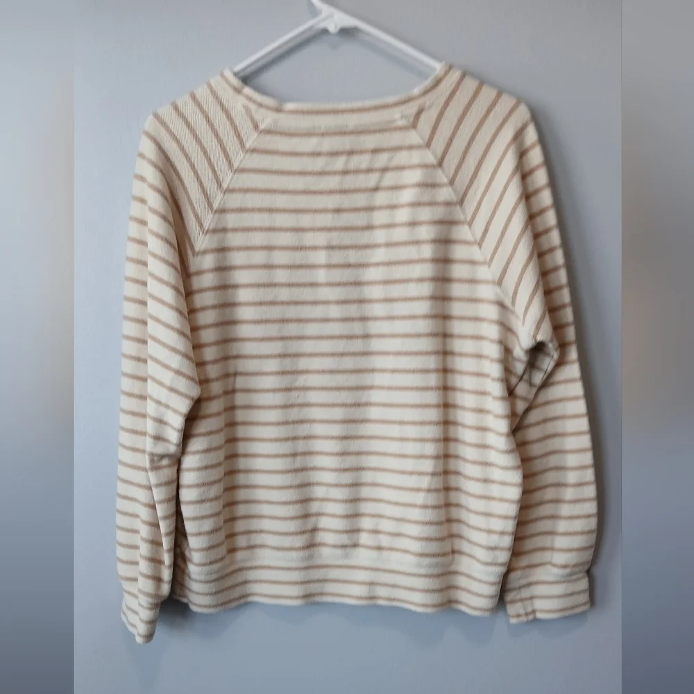 J. Crew Striped Crewneck Shirt Women's Medium Forest Casual